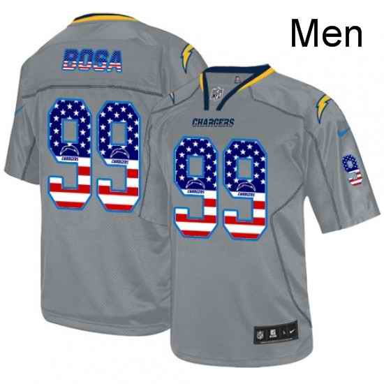 Men Nike Los Angeles Chargers 99 Joey Bosa Elite Grey USA Flag Fashion NFL Jersey